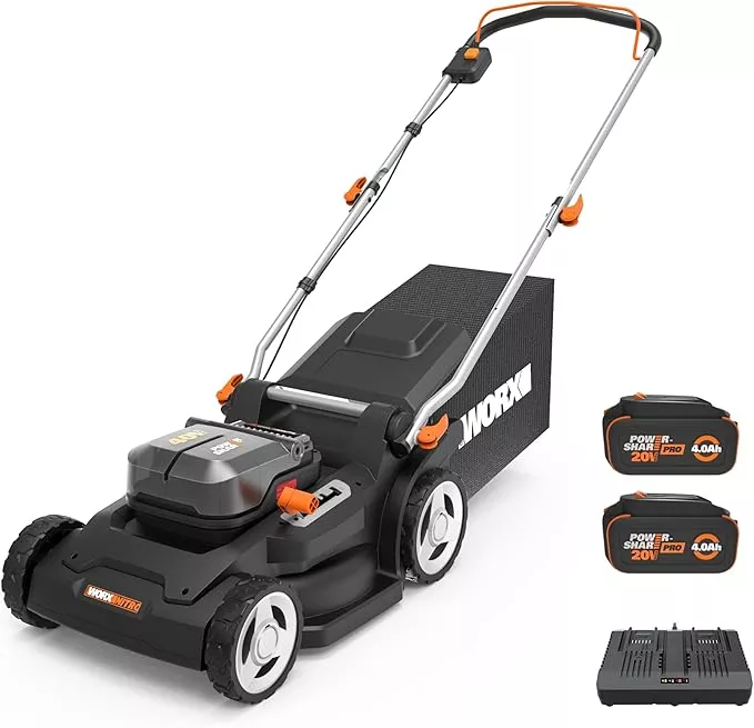 worx-40v-17-cordless-lawn-mower-medium-size-yards-2-in-1-electric-mower-cuts-to- WORX 40V 17'' Cordless Lawn Mower for Medium Size Yards, 2-in-1 Electric Mower Cuts to Edge, Compact & Lightweight Push Lawn Mower with 6-Position Height Adjustment – 2 Batteries & Charger Included