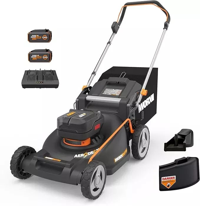 worx-nitro-40v-21-cordless-lawn-mower-w-aerodeck-intellicut-brushless-electric-m WORX Nitro 40V 21" Cordless Lawn Mower w/Aerodeck & Intellicut, Brushless Electric Mower Up to 1/2 Acre, Push Lawn Mower w/ 7-Position Height Adjustment WG752 – Batteries & Charger Included