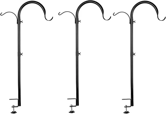 wosibo-3-pack-three-span-deck-hook-37-inches-deck-bird-feeder-pole-hanging-baske WOSIBO 3 Pack Three Span Deck Hook, 37 Inches Deck Bird Feeder Pole, Hanging Baskets Porch Multi-Hook for Deck Kit with Three Branches for Plant Hangers, Lanterns, Wind Chimes and More