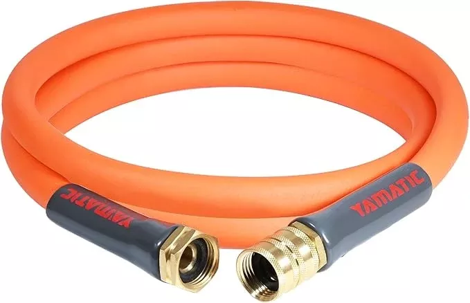 yamatic-female-to-female-short-garden-hose-5-8-in-x-10-ft-2-in-1-dual-use-heavy- YAMATIC Female to Female Short Garden Hose 5/8 in x 10 ft, 2 in 1 Dual Use Heavy Duty Leader Hose with Solid Brass Connector, All-Weather Water Hose, Burst 600 PSI