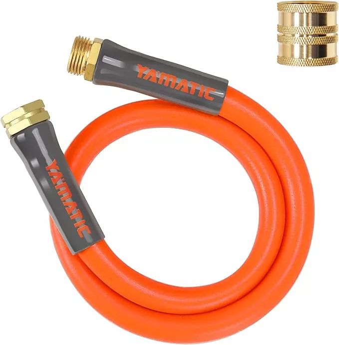 yamatic-female-to-female-short-garden-hose-5-8-in-x-3-ft-2-in-1-dual-use-heavy-d YAMATIC Female to Female Short Garden Hose 5/8 in x 3 ft, 2 in 1 Dual Use Heavy Duty Leader Hose with Solid Brass Connector, All-Weather Water Hose, Burst 600 PSI