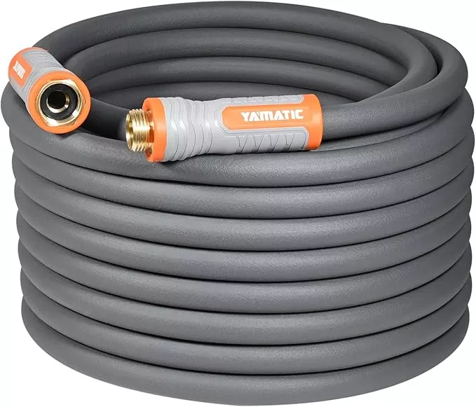 yamatic-heavy-duty-garden-hose-5-8-in-x-50-ft-with-swivel-handle-super-flexible- YAMATIC Heavy Duty Garden Hose 5/8 in x 50 ft with Swivel Handle, Super Flexible Water Hose, All-weather, Lightweight, Burst 600 PSI, Grey