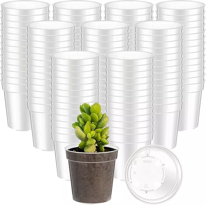 yaomiao-200-pcs-2-inch-clear-mini-plastic-plant-pot-nursery-seedling-pots-seed-s Yaomiao 200 Pcs 2 Inch Clear Mini Plastic Plant Pot Nursery Seedling Pots Seed Starter with Drainage Holes for Indoor Outdoor Garden Succulent Plants Cuttings Transplanting