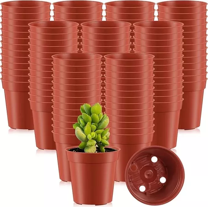 yaomiao-200-pcs-2-inch-red-mini-plastic-plant-pot-nursery-seedling-pots-seed-sta Yaomiao 200 Pcs 2 Inch Red Mini Plastic Plant Pot Nursery Seedling Pots Seed Starter with Drainage Holes for Indoor Outdoor Garden Succulent Plants Cuttings Transplanting