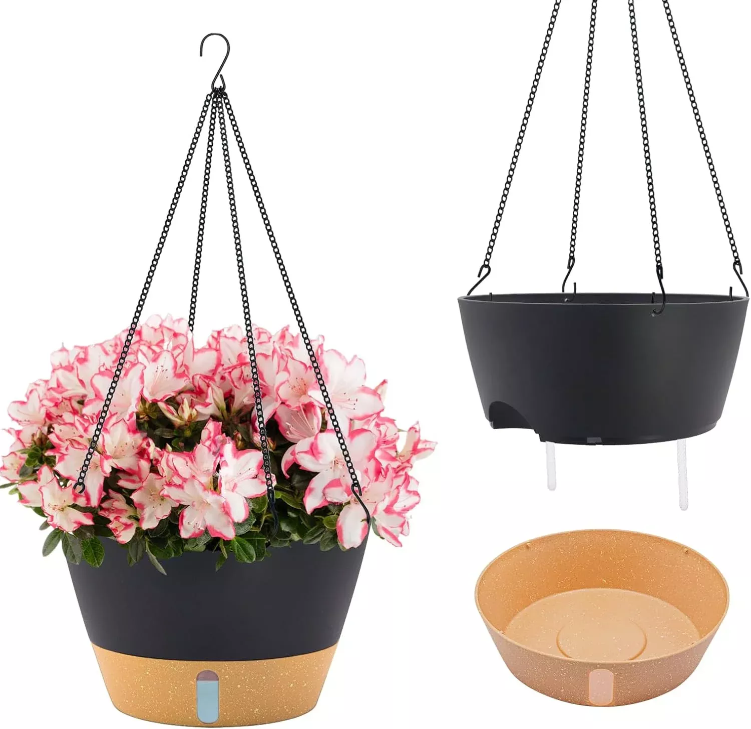 zmtech-12-inch-hanging-planters-indoor-2-pack-self-watering-plant-pot-outdoor-ga ZMTECH 12 Inch Hanging Planters for Indoor, 2 Pack Self Watering Plant Pot for Outdoor Garden Porch, Large Hanging Baskets with Visible Water Level and Chain(12Inch, Gray)