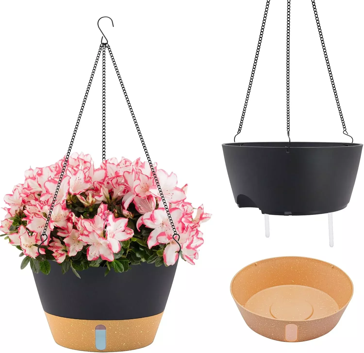 zmtech-12-inch-hanging-planters-indoor-plants-2-pack-self-watering-hanging-plant ZMTECH 12 Inch Hanging Planters for Indoor Plants, 2 Pack Self Watering Hanging Planter with Visual Reservoir, Hanging Pots for Plants Outdoor with Drainage Hole and Plant Hanger(Green)