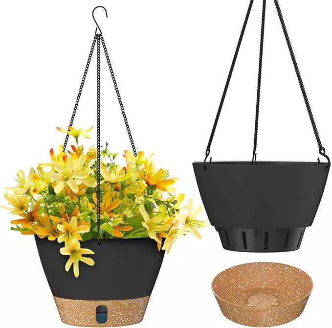 ZMTECH Hanging Planters for Indoor Plants Set of 2 Self Watering Hanging Pots Hanging Baskets Hanging Flower Pots for Outdoor Hanging Plants(10 Inch, Blue)