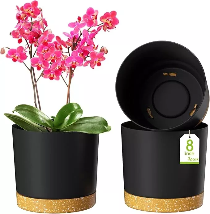 zmtech-plant-pots-set-3-8-self-watering-plastic-planter-with-drainage-hole-sauce ZMTECH Plant Pots, Set of 3 8'' Self Watering Plastic Planter with Drainage Hole and Saucer, Modern Decorative Flower Pot for Indoor Outdoor House Plants, Succulents, Flowers - Blue