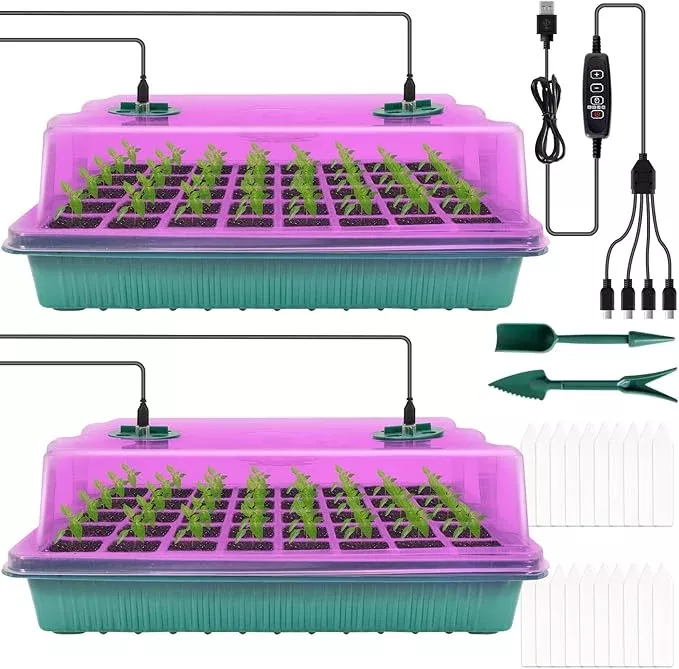 zyp-2-pcs-seed-starter-kit-with-grow-light-80-cells-seed-starter-tray-indoor-pla ZYP 2 PCS Seed Starter Kit with Grow Light, 80 Cells Seed Starter Tray for Indoor Planting,Germination Kit for Seed Starting Trays with Humidity Dome and Base